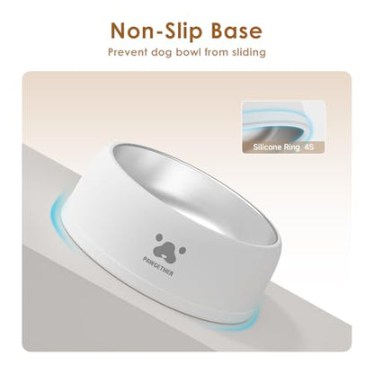 PAWGETHER® Stainless Steel Dog Bowls, Dog Food and Water Bowl Non-Slip Easy to Clean Dishwasher Safe for Puppy Small Medium Dogs Cats White 34oz - color: White (34oz)