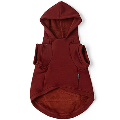 Dog Hoodie Fleece Puppy Clothes Warm Sweater with Hat for Small Dogs Cat Hooded Shirt Kitten Pet Basic Hoodies Sweatshirt with Pocket Doggie Soft Winter Coat Apparel (Red; M) - color: Red, size: M-(6~9lb) | Chest(~15.3")