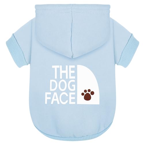 Paiaite Light Blue Chihuahua Dog Hoodie: Keep Your Pup Warm and Stylish with a 'The Dog Face' Printed Sweatshirt Pet Clothes, and Sweater Coat All in One Perfect for Winter and Cool Summer Nights! M - color: Light Blue, size: M-(5~11lb) | Chest(~17.7")