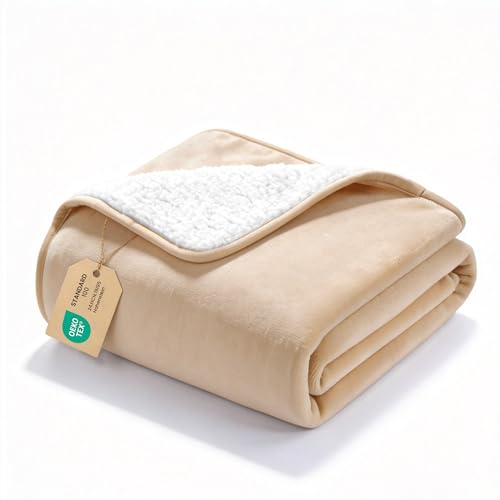 gogobunny Waterproof Bed Blanket, Reversible Sherpa Fleece Throw Blanket for Dog Puppy Cat, Furniture Cover Protects Bed Couch Sofa from Liquid Pee and Pet Fur (Beige, 25x35 inches) - color: Beige, size: 25x35 inches
