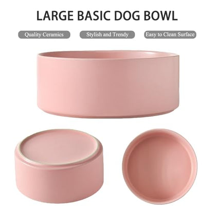 8'' Ceramic Dog Bowl - 70Oz Classic Dogs Food & Water Bowl for Medium and Large Breeds, Heavy-Duty Non-Slip Dog Dish, Food Grade Stoneware Pet Bowl, Dishwasher & Microwave Safe, Pink - color: Bowl - Pink, size: 8 inch