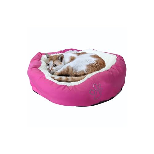 Evelots Calming Donut Cat Bed - Warm Pet Bed for Cats and Small Dogs - Anti-Anxiety Cozy Cuddler - Removable Soft Plush Cushion - Machine Washable - Non-Slip Bottom - Pink - color: Pink