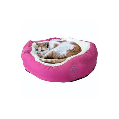 Evelots Calming Donut Cat Bed - Warm Pet Bed for Cats and Small Dogs - Anti-Anxiety Cozy Cuddler - Removable Soft Plush Cushion - Machine Washable - Non-Slip Bottom - Pink - color: Pink