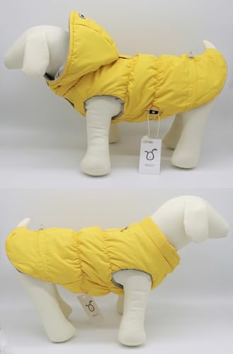 Warm Dog Coat Jacket with Detachable Hood Harness Hole Winter Coat Pet Clothes Dog Cold Weather Coats Cozy Snow Jacket Vest for Small Medium Large Dogs - Blake (Yellow, X-Small) - color: Yellow, size: X-Small