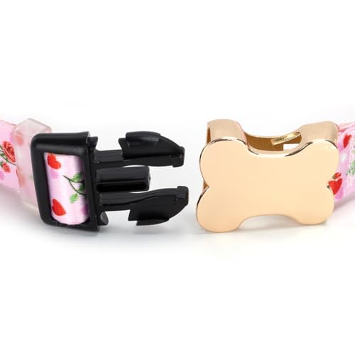 Personalized Custom Customized Silent No Jingle Dog Collar with Engraved ID Dog Name Phone Number/Dog Collars for Puppy X-Small Small Medium Large X-Large Boy Girl Dogs-Rose Heart-XS - color: 11 Rose Heart, size: X-Small (0.6" *7.8"-11.8")