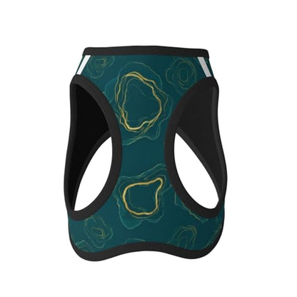 Double Padded Dog Harness Vest Set, Gold Glitter Watercolor Ink Splash Paint Teal Green Marble, Choke-Free Reflective Straps with Easy Neck Adjustment, Small Medium Pet Walking - color: Style (521), size: Small