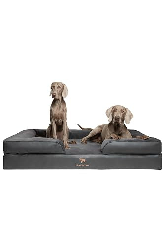 NOAH & PAW Giant Dog Bed XXL, 55x45x11 Inch, Orthopedic Dog Beds, Eggshell Memory Foam Infused with Cooling Gel, Inner Cover, Waterproof, Machine Washable (Faux Leather Sofa Collection) - color: Charcoal, size: Xx-large