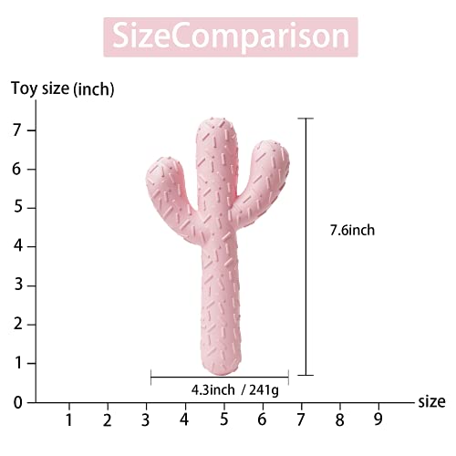 MewaJump Dog Chew Toys, Tough Rubber Dog Toys for Aggressive Chewers, Cactus Dog Toy for Training and Cleaning Teeth, Pink Cute Dog Toys for Medium/Large Dog - color: Pink Cactus