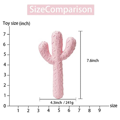 MewaJump Dog Chew Toys, Tough Rubber Dog Toys for Aggressive Chewers, Cactus Dog Toy for Training and Cleaning Teeth, Pink Cute Dog Toys for Medium/Large Dog - color: Pink Cactus