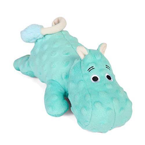 DODODOLA Cute Stuffed Hippo Dog Toys Squeaky Dog Toys with Crinkle Paper Dog Plush Toys for Large Breed Dog Chew Toys for Small, Medium, Large Dogs - color: Cyan Hippo