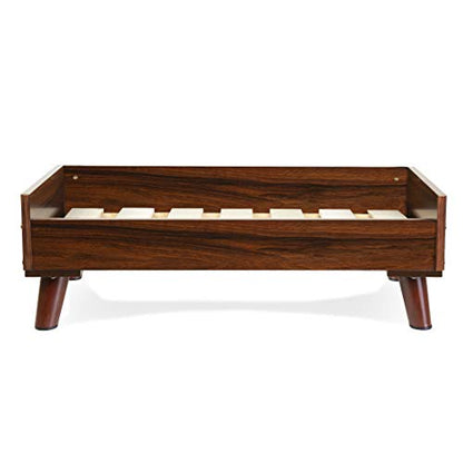 Furhaven Elevated Dog Bed Frame for 30" x 20" Medium Dog Beds, Easy Assembly - Mid-Century Modern Bed Frame - Walnut, Medium - color: Veneer Walnut, size: 30" x 20"