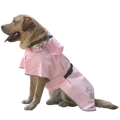 Dog Raincoat Waterproof Rain Coats for Small Medium Large Dogs,Reflective Hooded Pet Poncho Jacket with Harness Hole,Adjustable Breathable Outdoor Adventure Clothes (Pink, Small(9-13lb)) - color: Pink, size: Small(9-13lb)