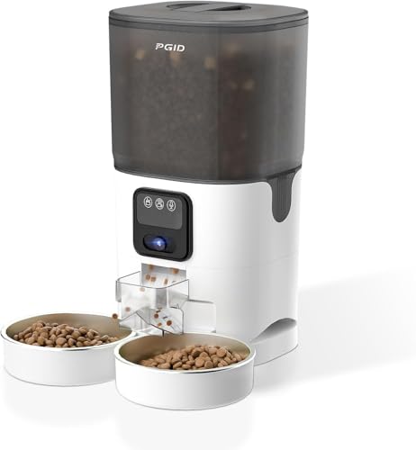 7L Automatic Pet Feeder with 1080P HD Wide Angle Camera, Smart WiFi Function, App Controlled, Night Vision Feature, Two-Way Audio, Suitable for Cats and Dogs. - size: 7L Double Bowl Video Edition