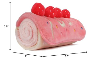 CHEWFFON Dog Birthday Cake Toy - Interactive Snuffle Roll Cake Puzzle for Enrichment, Squeaky & Crinkle Puppy Gift for Boredom & Mental Stimulation, Indoor Brain Game for Small Medium Dogs - style: Strawberry Roll Cake