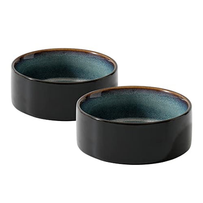 Havniva Cat Bowls Water Bowl Set of Two, 5.1” Ceramic Cat Food and Water Bowl Whisker Friendly Pet Food Bowls for Indoor Cats, Wide Cat Water Dish Prevent Whisker Fatigue Non Slip Cat Feeder - color: 2 x Bowl - Starry Sky