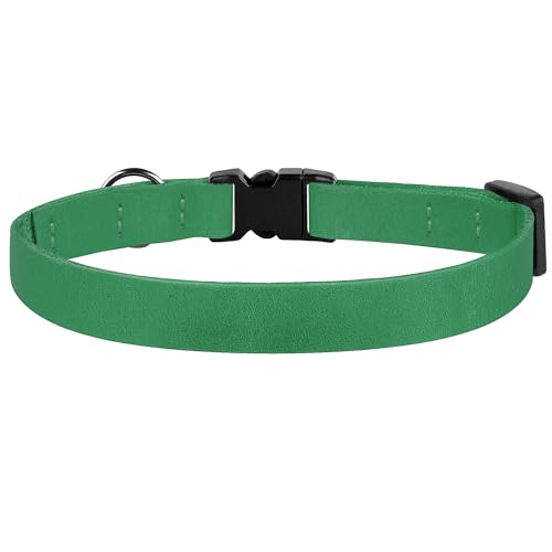Breakaway Cat Collar Leather with Removable Bell - 13 Colors Available - Soft Adjustable Girl Boy Safety Lightweight Pet Kitten Collars Pink Brown Blue Green Red Orange Black (Green) - color: Green