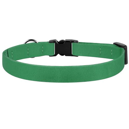 Breakaway Cat Collar Leather with Removable Bell - 13 Colors Available - Soft Adjustable Girl Boy Safety Lightweight Pet Kitten Collars Pink Brown Blue Green Red Orange Black (Green) - color: Green