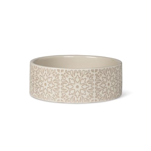 Fringe Studio Sevilla Tile Sand Small Ceramic Imprinted Pet Bowl (5" Diameter x 1.75" H, 12 fl.oz.), PetShop Collection (785SM001) - color: Sevilla Tile Sand, size: Small