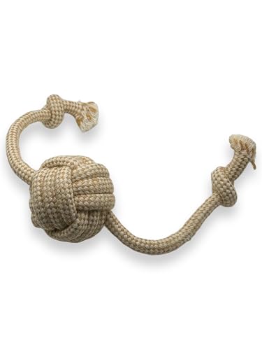 Natural Hemp Dog Rope Toy, Durable Chew and Tug Toy for Medium and Large Dogs, Biodegradable Dental Cleaning Pet Toy (Knots Ball) - size: Knots Ball