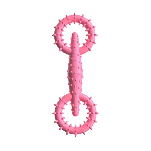 Rubber Dog Chew Toy for Aggressive Chewers, Promotes Teeth Health, Interactive Pet Teeth Cleaning Toy, Pet Enrichment - color: Pink Red