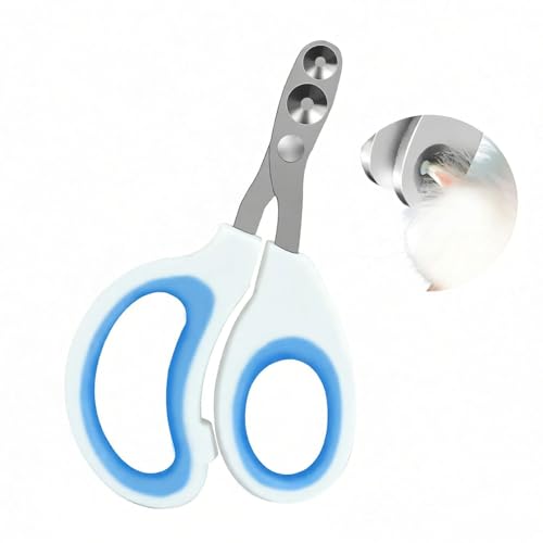 Cat Nail Clippers, Pet Nail Clippers, Cat Claw Trimmers, 2mm & 3mm Circular Cutting Holes for Small Animals Such as Birds, Bearded Dragon, Hamsters, Rabbits, Hedgehogs, Guinea Pigs (Blue) - color: Blue, size: Double Hole