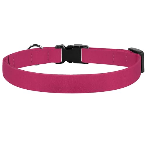 Breakaway Cat Collar Leather with Removable Bell - 13 Colors Available - Soft Adjustable Girl Boy Safety Lightweight Pet Kitten Collars Pink Brown Blue Green Red Orange Black (Pink) - color: Pink