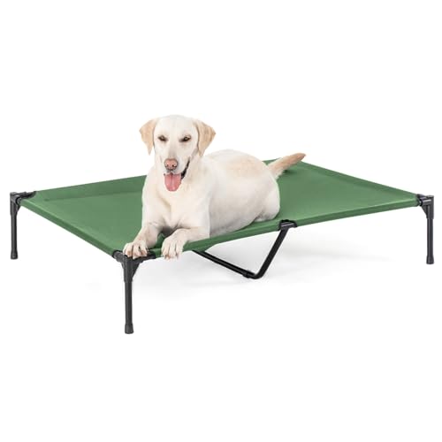 Garnpet XL Elevated Dog Bed for Large Dogs, Extra Raised Dog Cot Beds, Heavy Duty Pet Cots with Durable Supportive Teslin Recyclable Mesh, Indoor & Outdoor Pet Bed - color: Green, size: X-Large