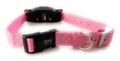Sparky Pet Co - ECollar Replacement Strap - Easy Release Double Buckle Dog Collar - Rugged Nylon - Adjustable - D Ring - Quick Release Metal Clasp - Invisible Fence Systems - 3/4" x 24" - Light Pink - color: Light Pink, size: 3/4" Wide