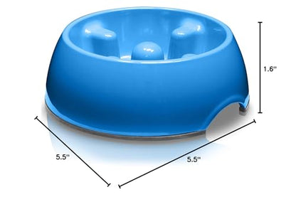 Dogit Go Slow Anti-Gulping Dog Bowl, Blue, X-Small - color: Blue, size: Extra Small