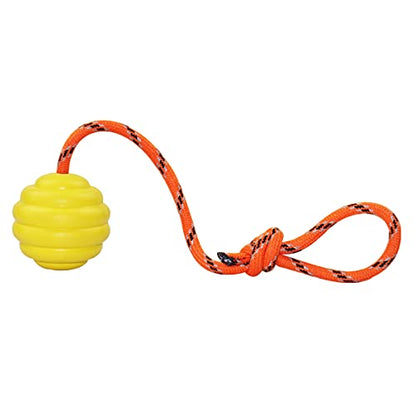 K9 Training Ball with Rope, Exercise and Reward Toy for Dogs - Indestructible Dog Toy Ball with Handle for Training Pull, Throw, Tug - Belgian Malinois Gifts (Yellow) - color: Yellow