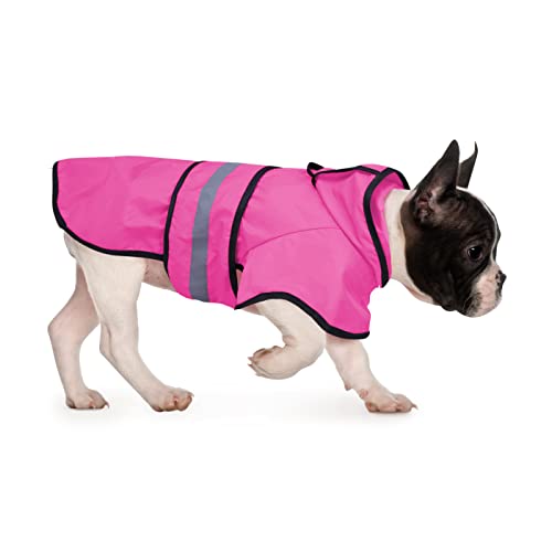 HDE Dog Raincoat Jacket Reflective Adjustable Hooded Pet Poncho Rain Coat with Leash Hole for Small to X-Large Dogs Pink - S - color: Pink, size: Small