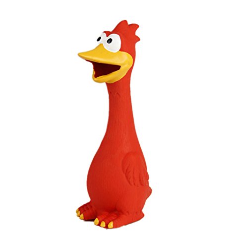 Tamu style Rubber Chicken Squeaky Dog Toys for Small, Medium or Large Pet Breeds, Play Fetch, Reduce Separation Anxiety - color: Red