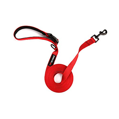Tuff Pupper Heavy Duty Long Dog Leash | 20 Foot | Buckle Handle | Dog Recall Training Leash | High Visibility Nylon Webbing | Rust Resistant Swivel Clip - size: 20 Foot