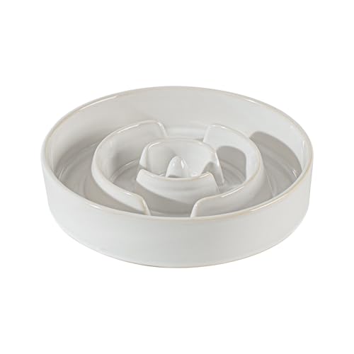 Havniva 1.2 Cup Slow Feeder Dog Bowls, 7.3” Ceramic Dog Slow Feeding Bowls for Small Dogs Puzzle Dog Food Bowls for Fast Eater, Pet Slow Feeding Dish Non-Slip & Anti-Choking - color: 1 x White - A, size: M- 7.3inch / 1.2 Cups
