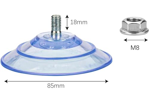 XJKJ 6 PCS cat Window Hammock Suction cat bass Cats Hammock Hanging pet Supplies M8*15 Screw Transparent suctions Cup, Screw Suction Cup 85mm/3.4 "PVC suctions Cup