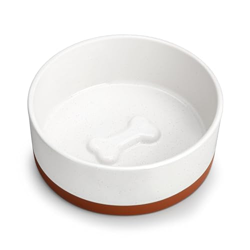 MALACASA Dog Bowls, Ceramic Dog Food and Water Bowls for Medium Size Dogs, 3.5 Cups Capacity Pet Bowl for Medium Dogs (M-3.5 Cups) - color: Vanilla White（1 PC）, size: M-3.5 Cups