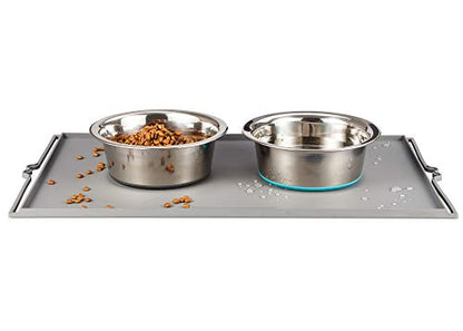 PEGGY11 Deep Stainless Steel Anti-Slip Dog Bowls with Silicone Mat - 2 Bowls + Mat, 2 Cups - size: 2 Cups