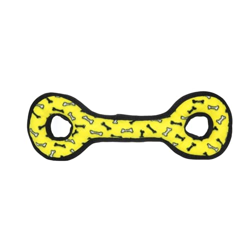 TUFFY- World's Tuffest Soft Dog Toy- Ultimate Tug-O-War -Yellow Bone- Squeakers - Multiple Layers. Made Durable, Strong & Tough. Interactive Play (Tug, Toss & Fetch). Machine Washable & Floats - color: Yellow Bone, style: Tug-O-War