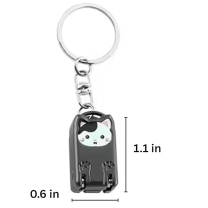 Mini Nail Clippers Keychain, Cute Cat Nail Clipper, Small Foldable Portable Travel Size, Cutie Kitten, Compact Pocket Folding Nail Cutter Keyring (Gunmetal) - color: Gunmetal