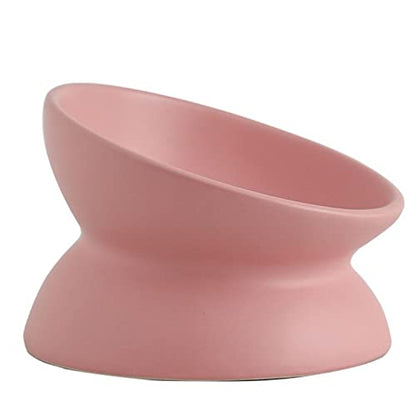 Ceramic Raised Cat Bowl, Cat Food Bowls Elevated Tilted, Ceramic Pet Bowl Whisker Friendly, Anti Vomit & Reduce Neck Burden for Food and Water (Pink) - color: Pink