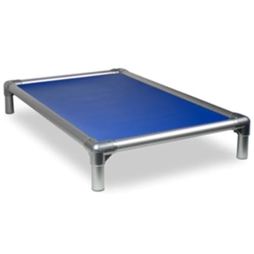Kuranda Chewproof Elevated Dog Bed - Silver Aluminum - 35" x 23" - Heavy Duty Vinyl - Royal Blue - color: Royal, size: Medium