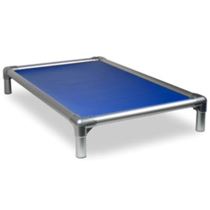 Kuranda Chewproof Elevated Dog Bed - Silver Aluminum - 35" x 23" - Heavy Duty Vinyl - Royal Blue - color: Royal, size: Medium