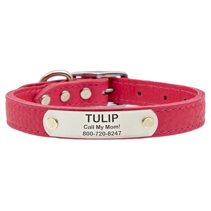 dogIDs Personalized Soft Designer Leather Dog Collar - Adjustable, Odor Resistant, Built-in Custom Laser Engraved Rivet on Name Plate - Tobacco Brown - 1/2 in Wide x 9 in Neck - color: Tobacco Brown, size: 1/2 in wide x 11 in (its 8-10 inch necks)