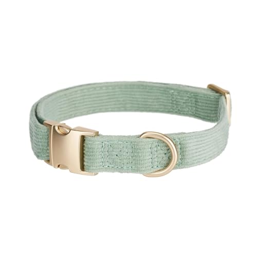 Cotton Fibric Dog Collar with High Grade Metal Buckle, for Medium Dogs(Light Green,Medium:12-19") - color: Lt Green, size: Medium