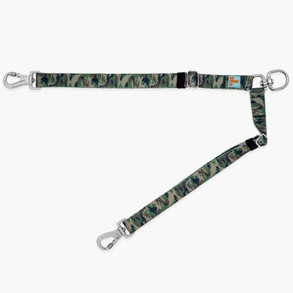 Dog Friendly Co. Leash Splitter | Walk Two Dogs | Complete Control - 360° Swivel, Tangle Free, Adjustable Length, Reflective Webbing, Heavy Duty Clips (Green Camo) - color: Green Camo