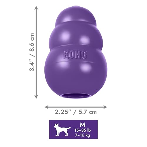 KONG Senior - Purple Rubber Dog Toy with Gentle, Natural Rubber - Durable Dog Toy for Older Dogs - Use Treats with Stuffable Chew Toy - Treat Toy for Chewing & Fetching (2 Pack) (Medium) - size: Medium