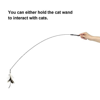 TTcat Cat Wand Toys with Suction Cup, Interactive Bird Simulation Cat Toy Set,Cat Teaser Cat Toys,Flexible Steel Wire and 3Pcs Replacement Feather Refills with Bells. - color: Cat Suction Toys (3Refills)