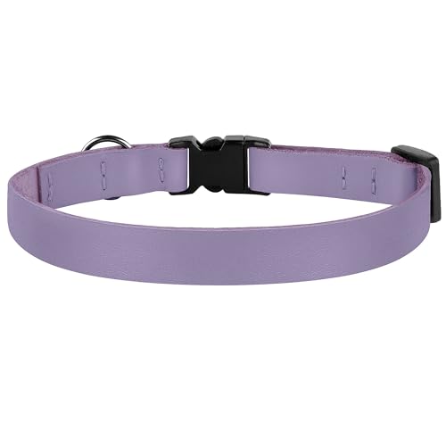 Breakaway Cat Collar with Bell - Leather Adjustable Kitten Collars with Safety Quick Release Buckle - Soft Small Pet Collars for Girl & Boy Cats (Lavender) - color: Lavender