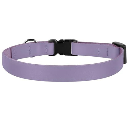Breakaway Cat Collar with Bell - Leather Adjustable Kitten Collars with Safety Quick Release Buckle - Soft Small Pet Collars for Girl & Boy Cats (Lavender) - color: Lavender