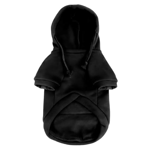 Jecikelon Winter Dog Hoodie Sweatshirts with Pockets Warm Clothes for Small Dogs Chihuahua Coat Puppy Custume Clothing (X-Small, Y02-Black) - color: Y02-Black, size: X-Small